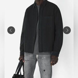John Elliott solid black hemi oversized raw hem oxford shirt size XL